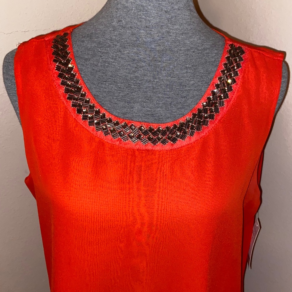 BRAND NEW XL Fiery Red Embellished Blouse - Picture 4 of 6